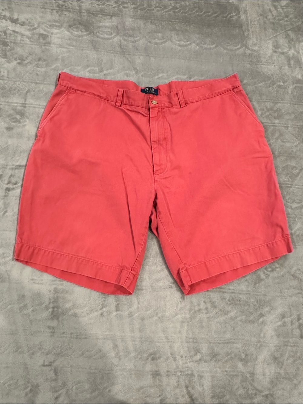 Polo Ralph Lauren Mens Red Twill Chino Shorts Flat Front Solid 9 Inseam